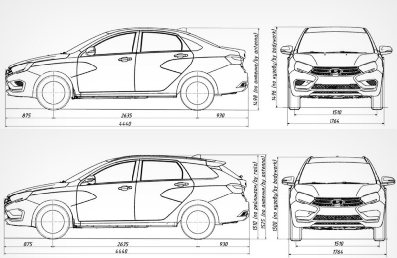 Лада веста чертеж с размерами